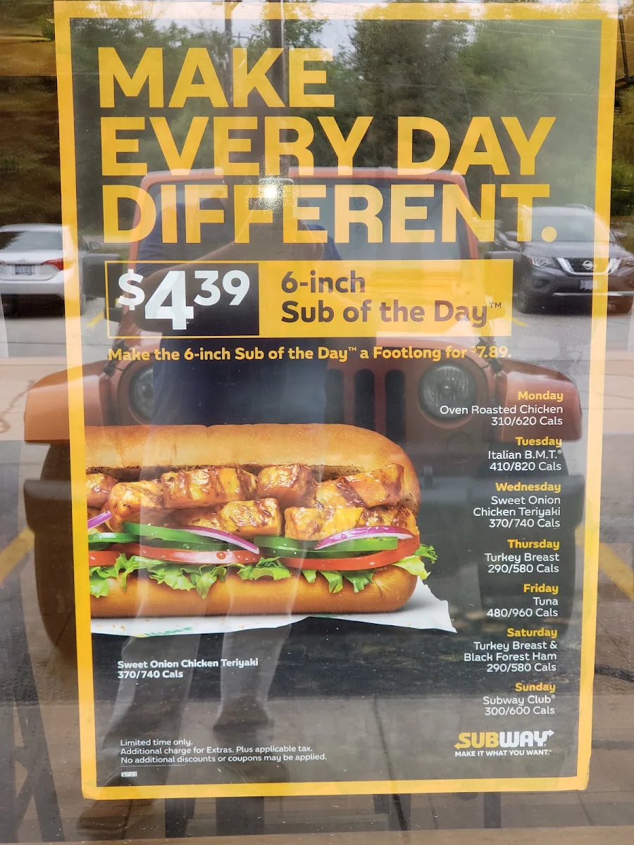 Menu, Subway