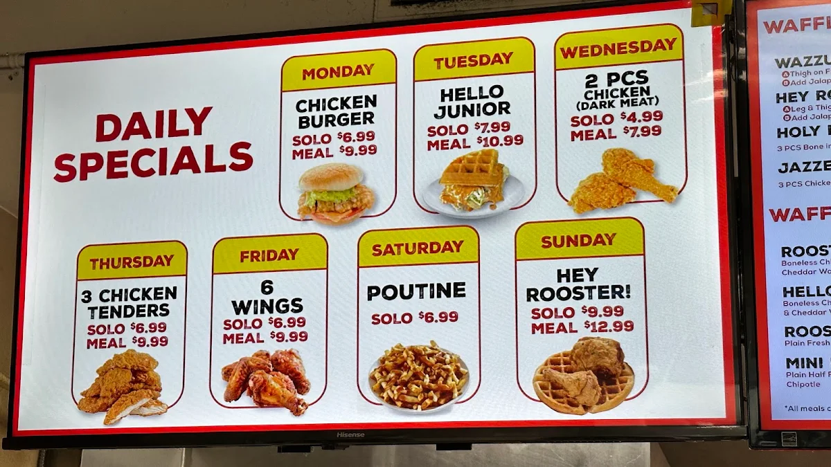 Menu, Broast Chicken and Waffles