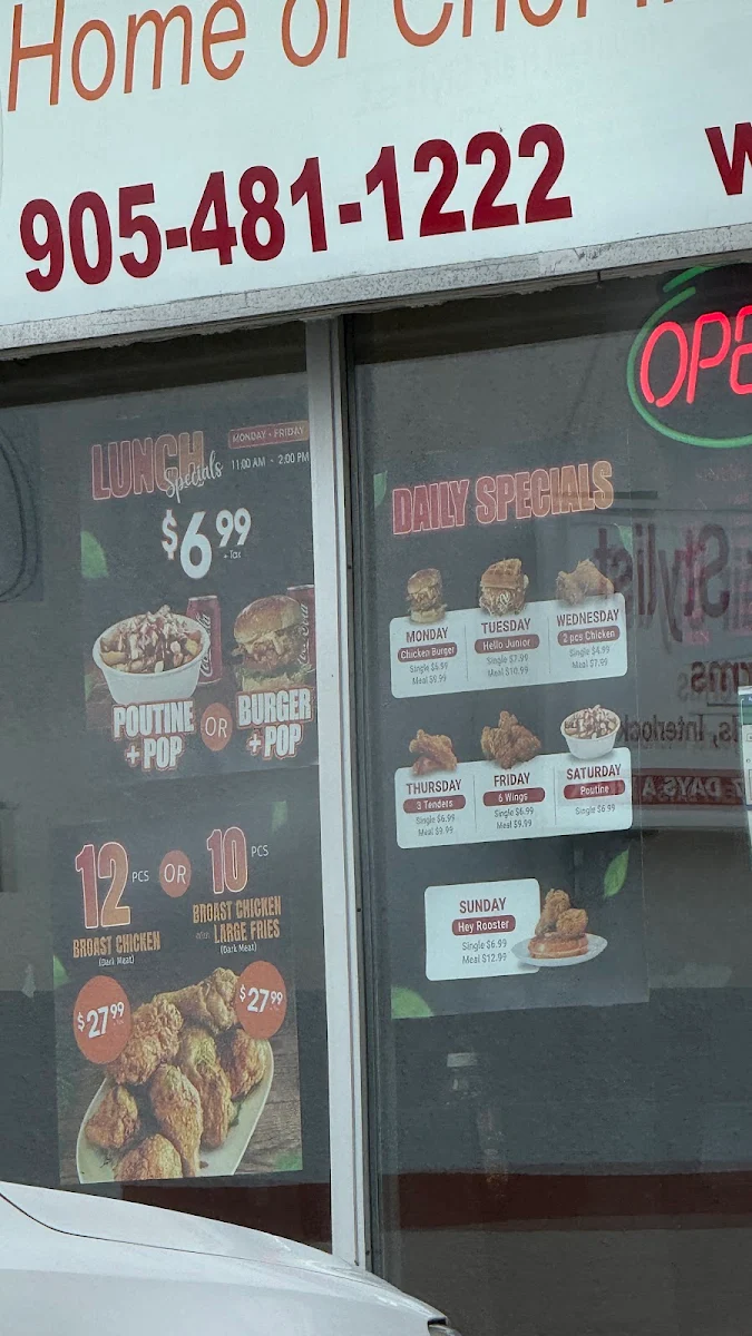 Menu, Broast Chicken and Waffles