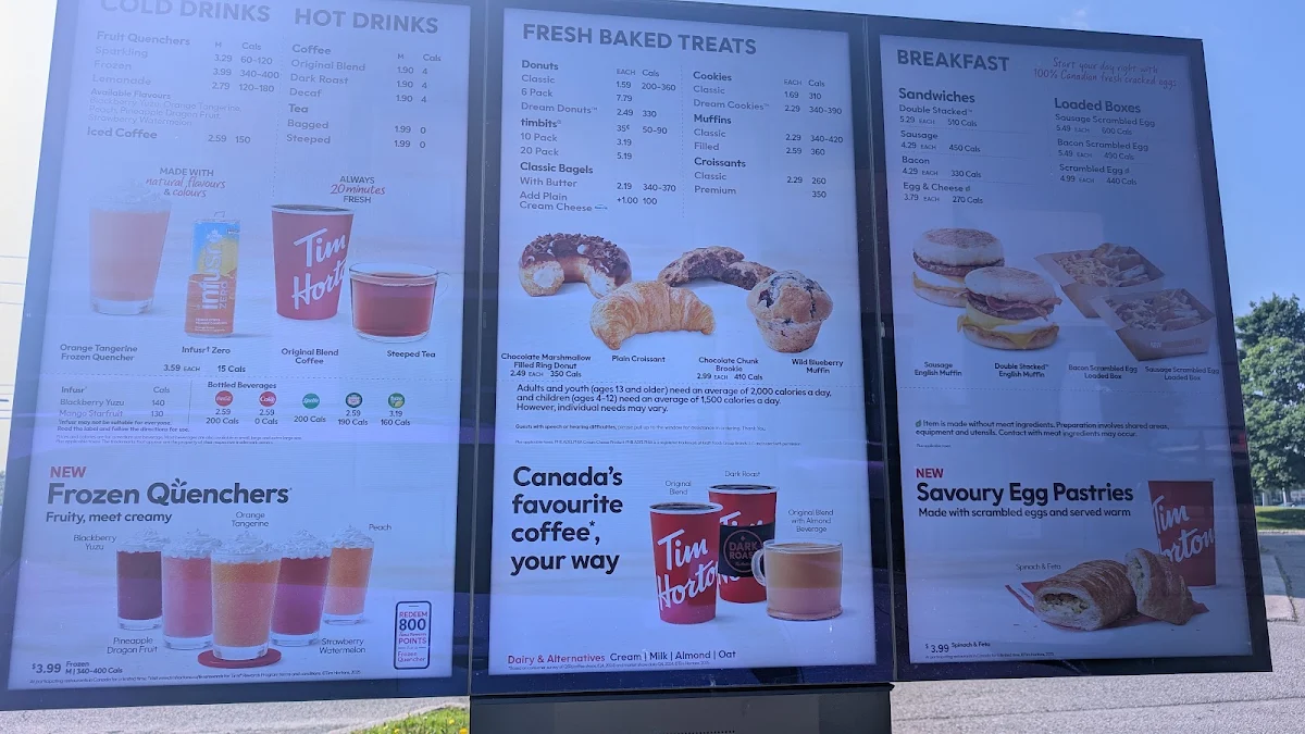 Menu, Tim Hortons