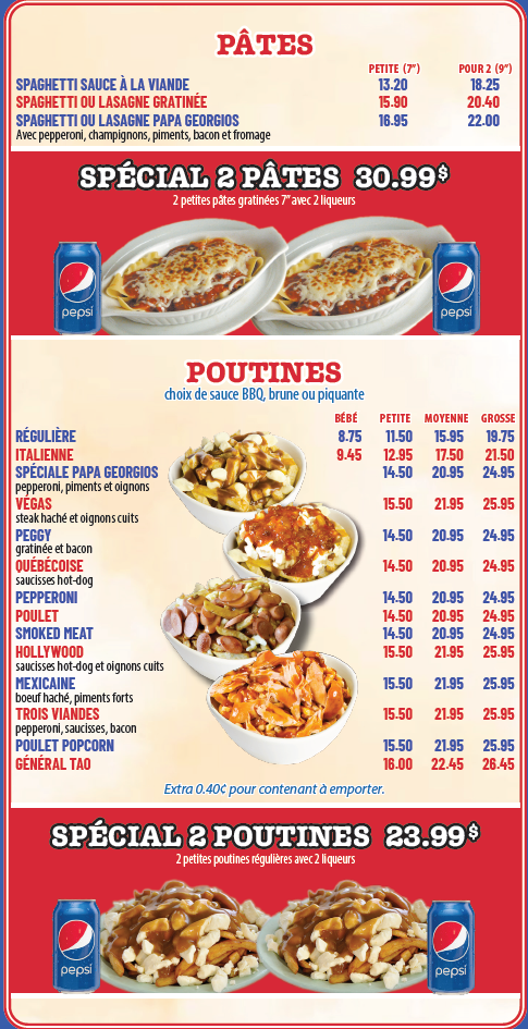 Menu, Papa Georgios