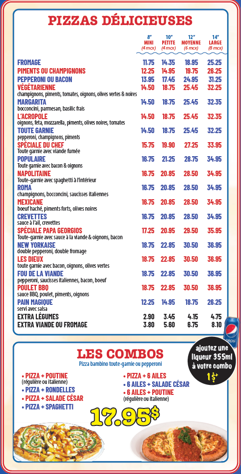 Menu, Papa Georgios