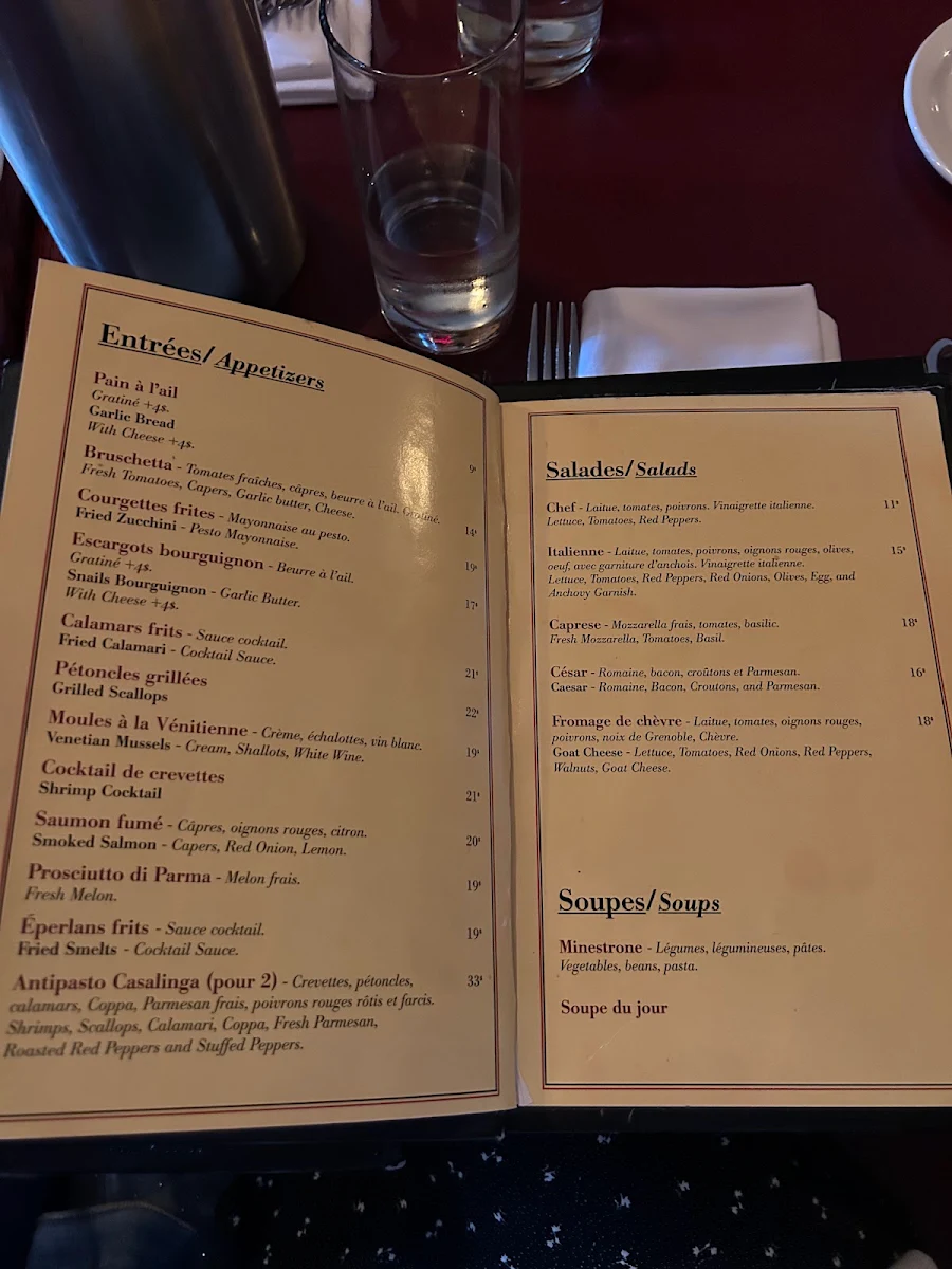 Menu, Mamma Teresa Ristorante