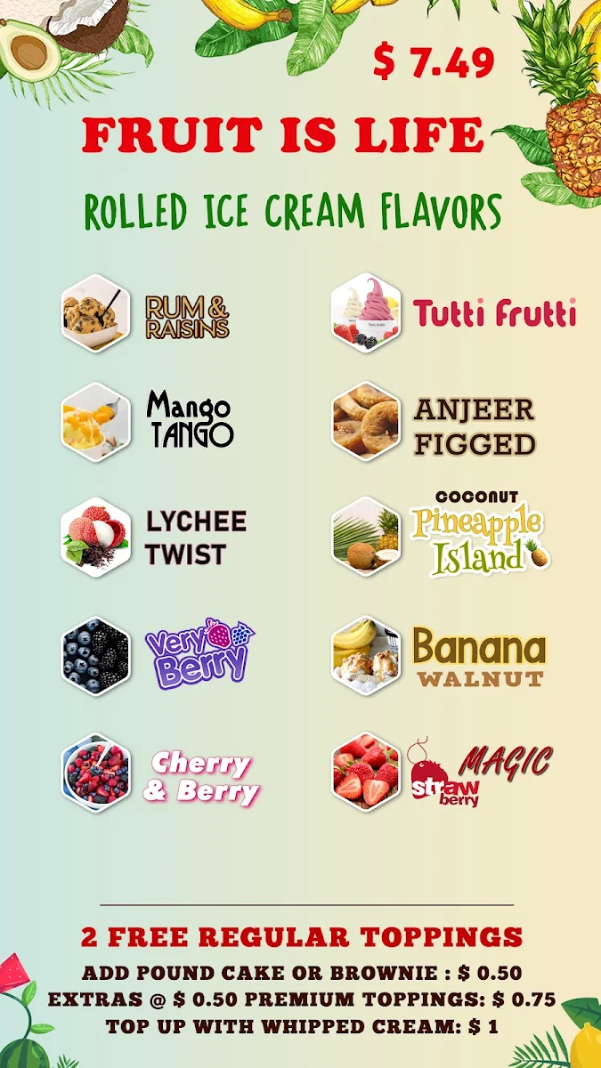 Menu, Rock N Roll Ice creams | Brampton's best rolled ice cream