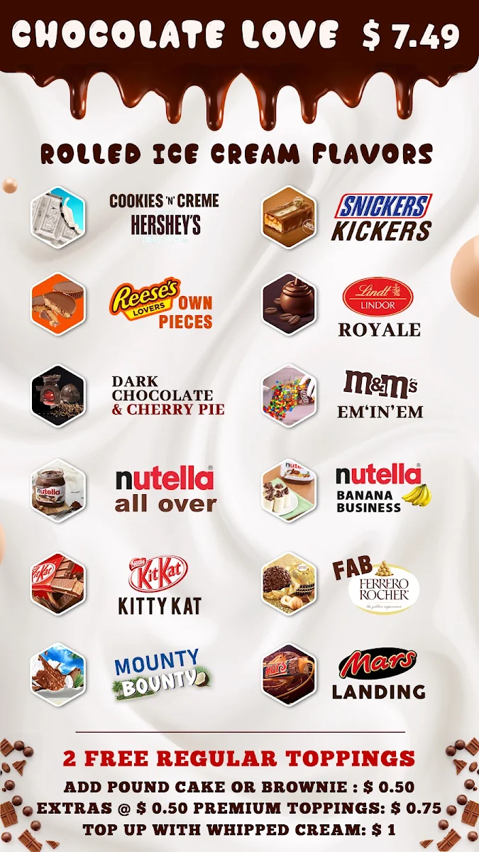 Menu, Rock N Roll Ice creams | Brampton's best rolled ice cream
