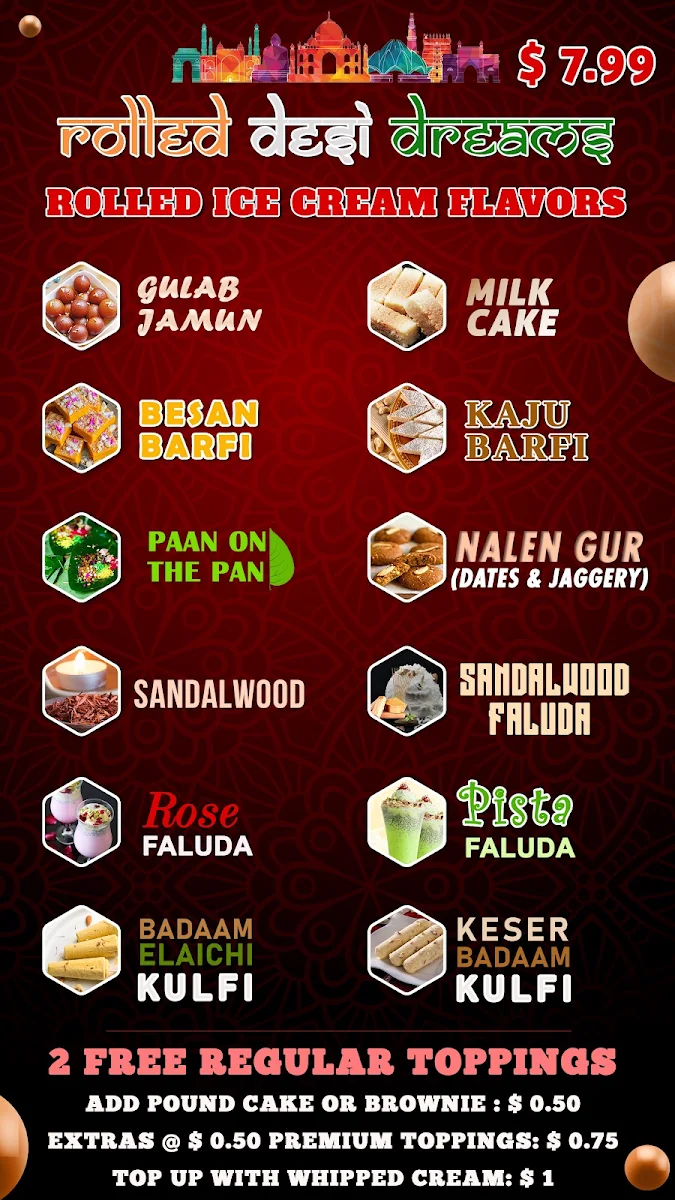Menu, Rock N Roll Ice creams | Brampton's best rolled ice cream