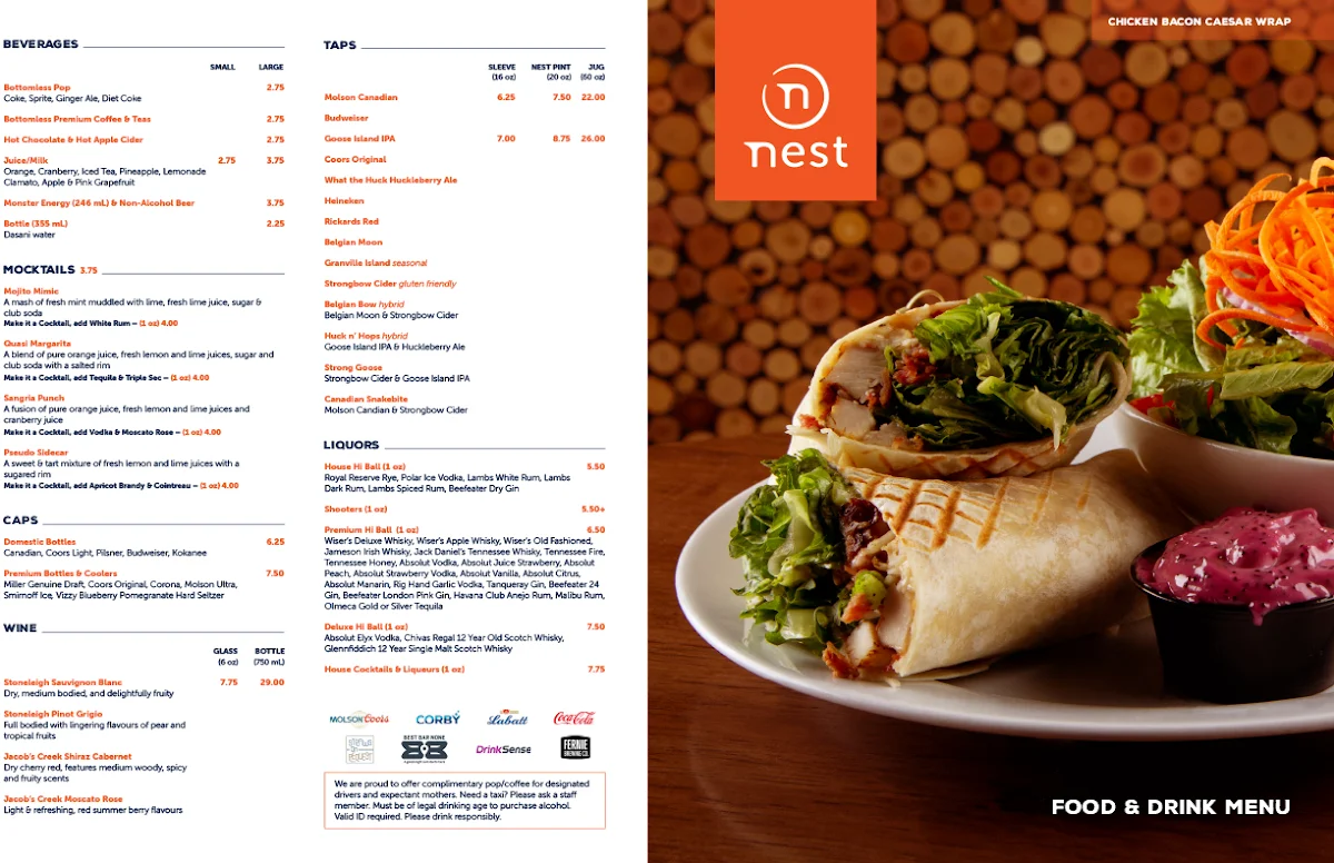 Menu, Nest at NAIT