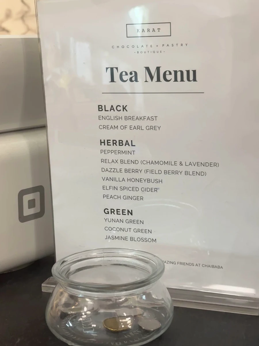 Menu, Karat Chocolate and Pastry Boutique