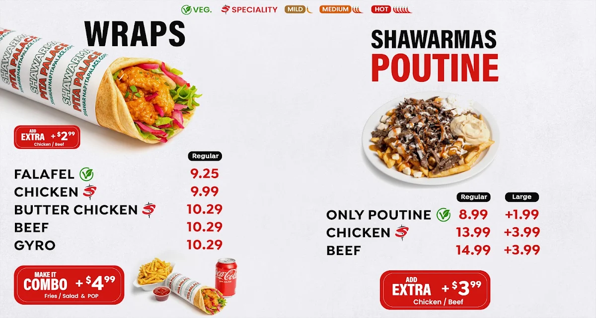 Menu, Shawarma Pita Palace