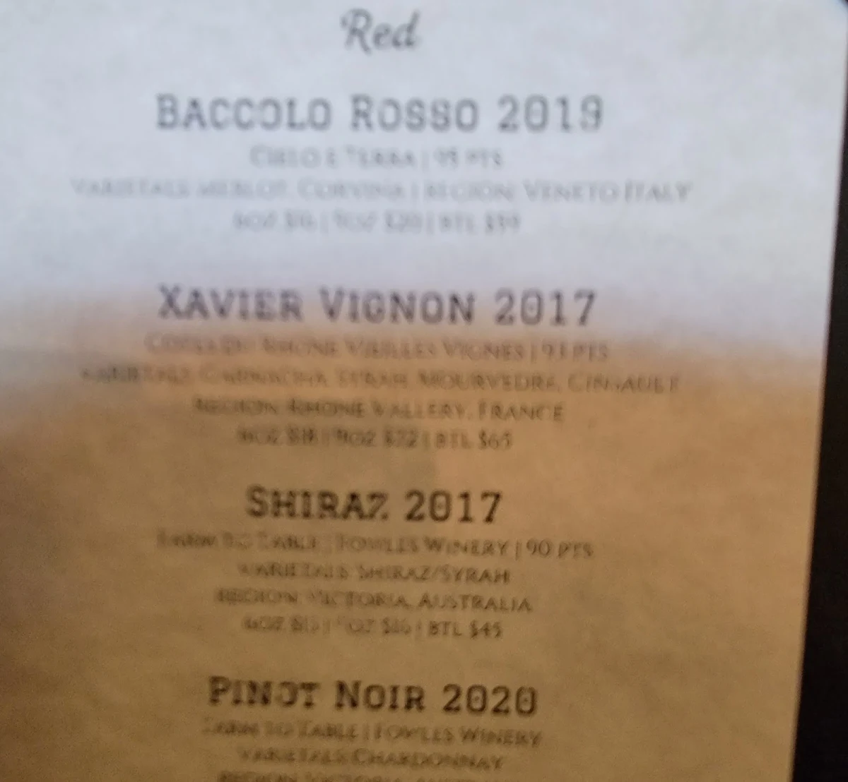 Menu, The Borough Market Bistro