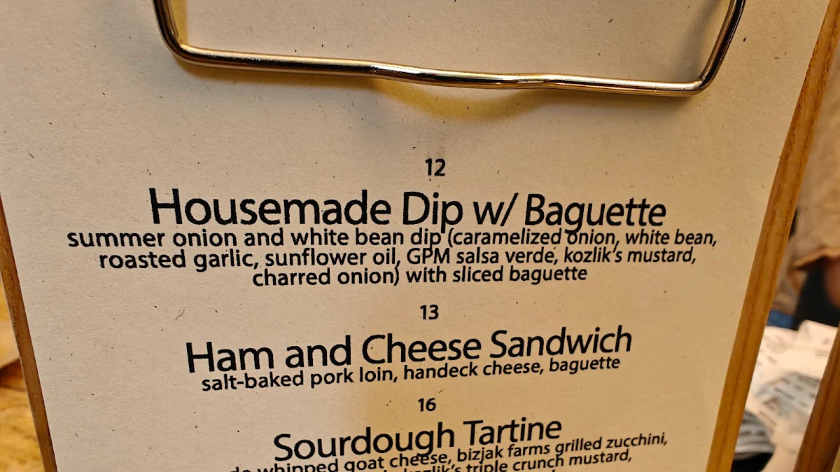 Menu, RPM Bakehouse