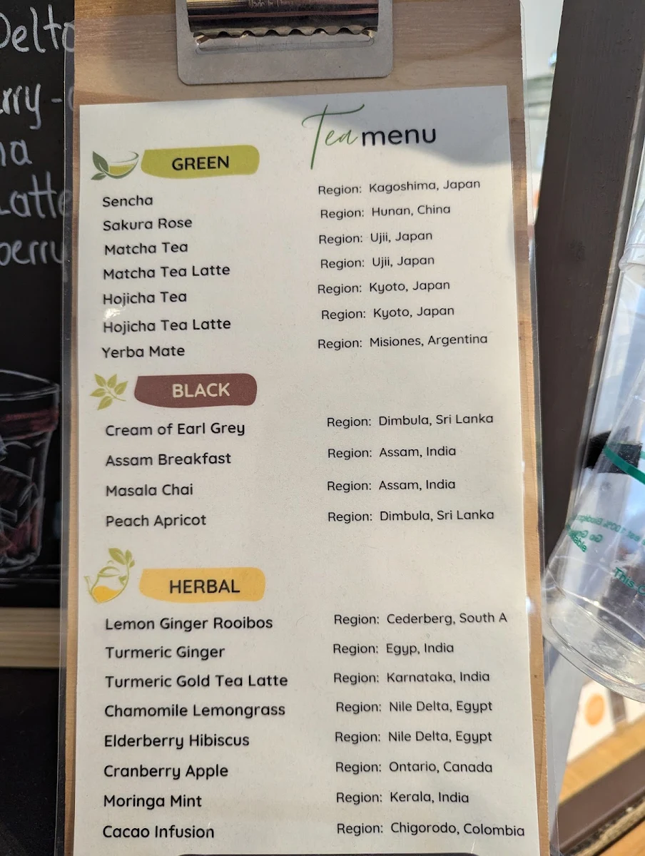 Menu, Birds & Beans Café