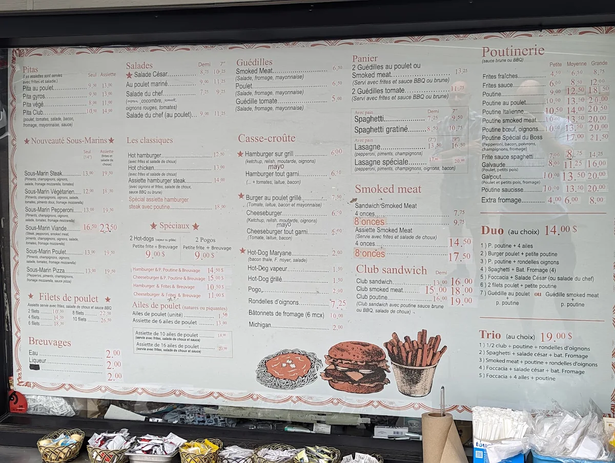 Menu, Resto le Maryane 2