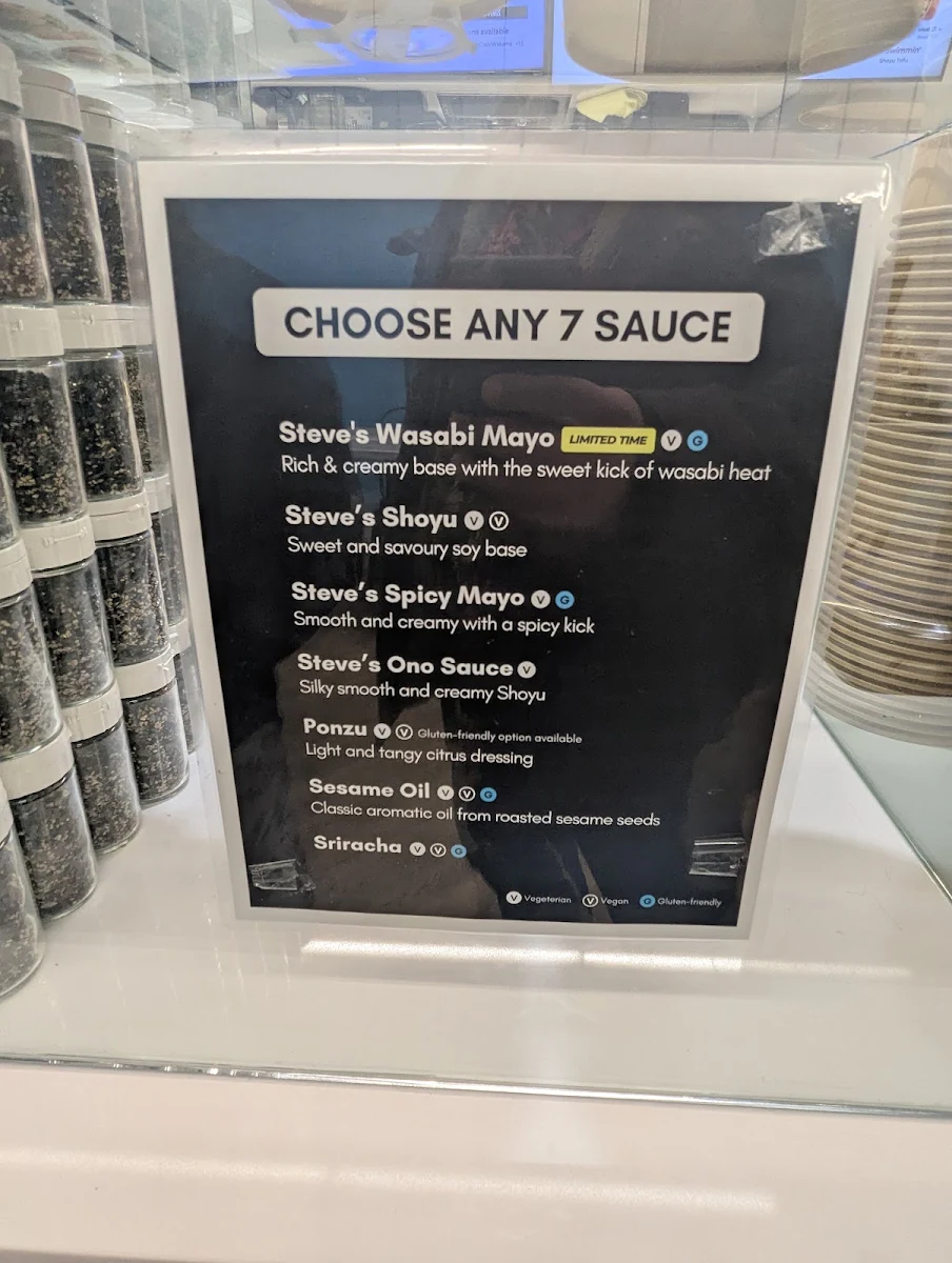 Menu, Steve's Poké Bar