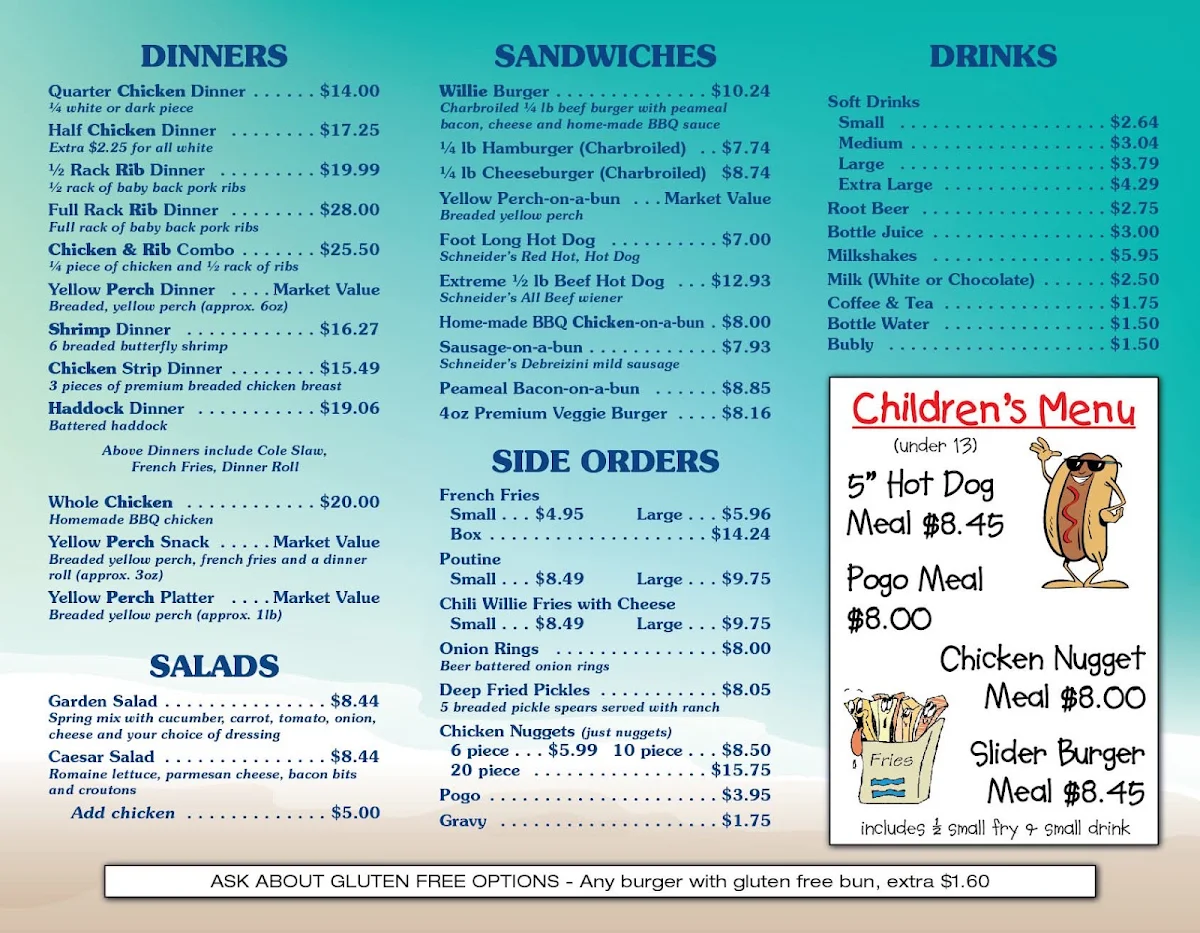 Menu, Willie's