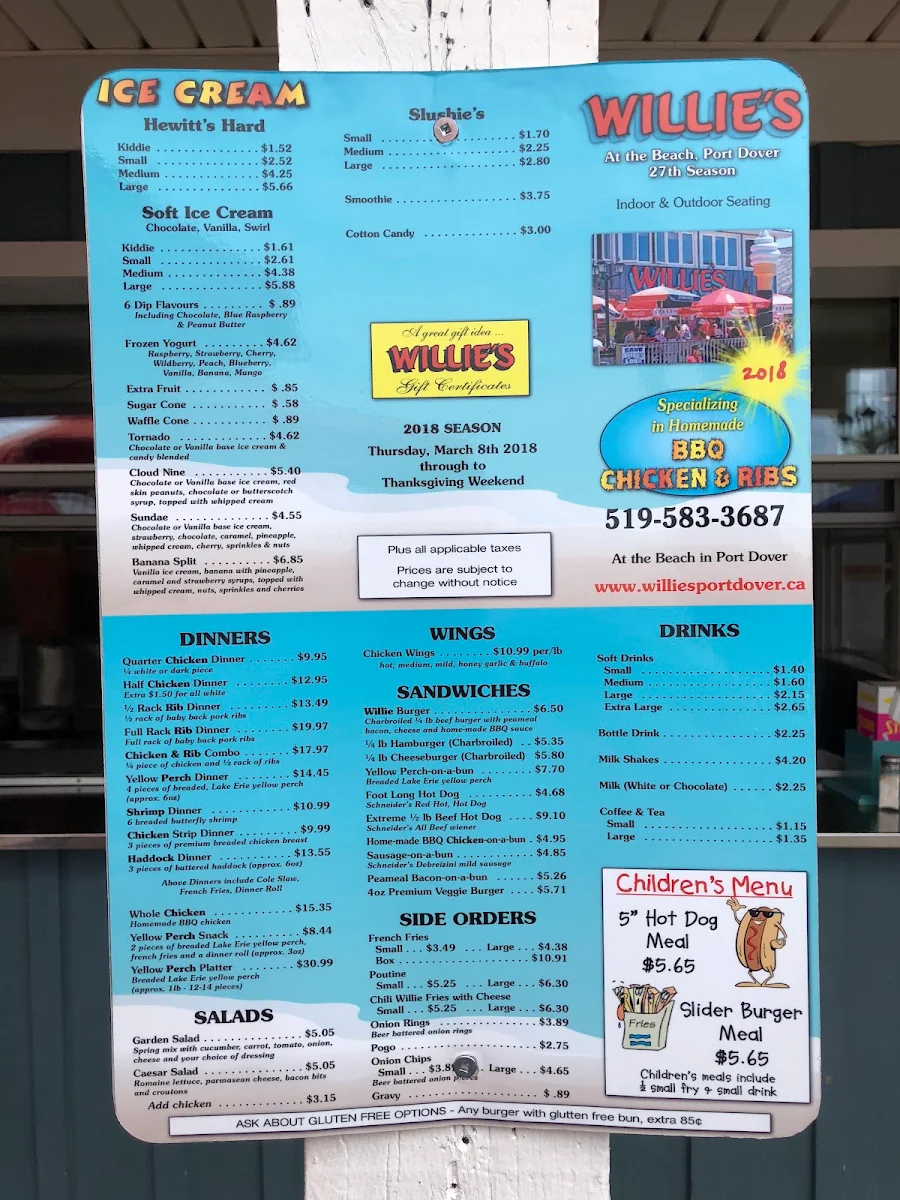 Menu, Willie's