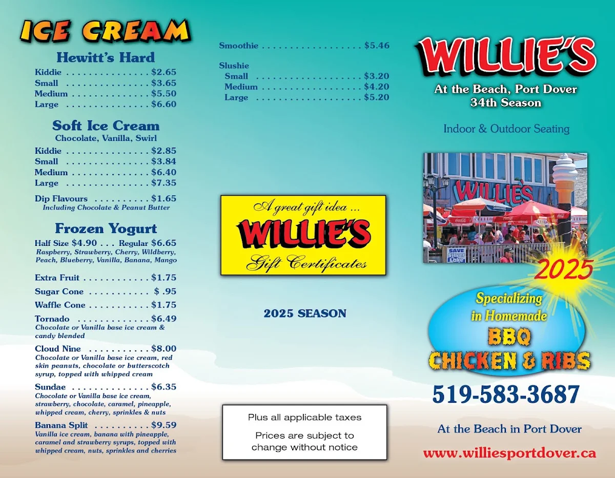 Menu, Willie's