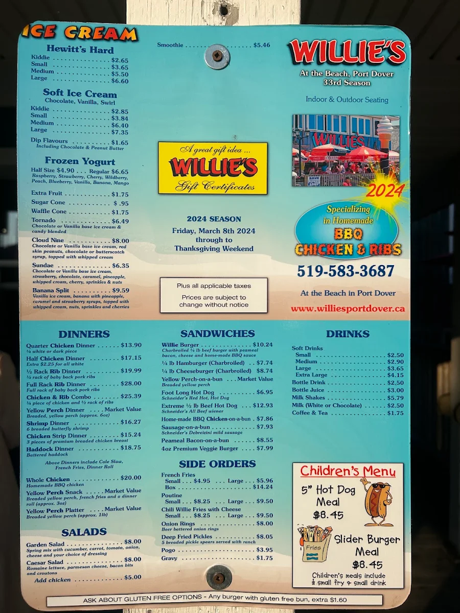 Menu, Willie's