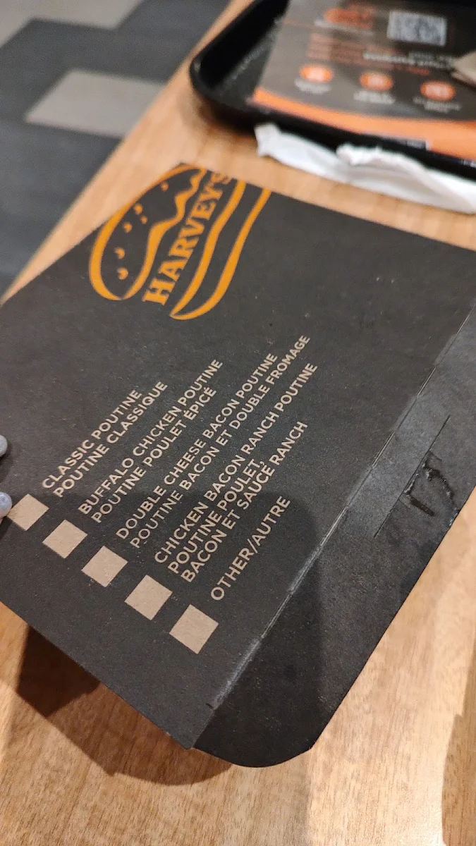 Menu, Harvey's