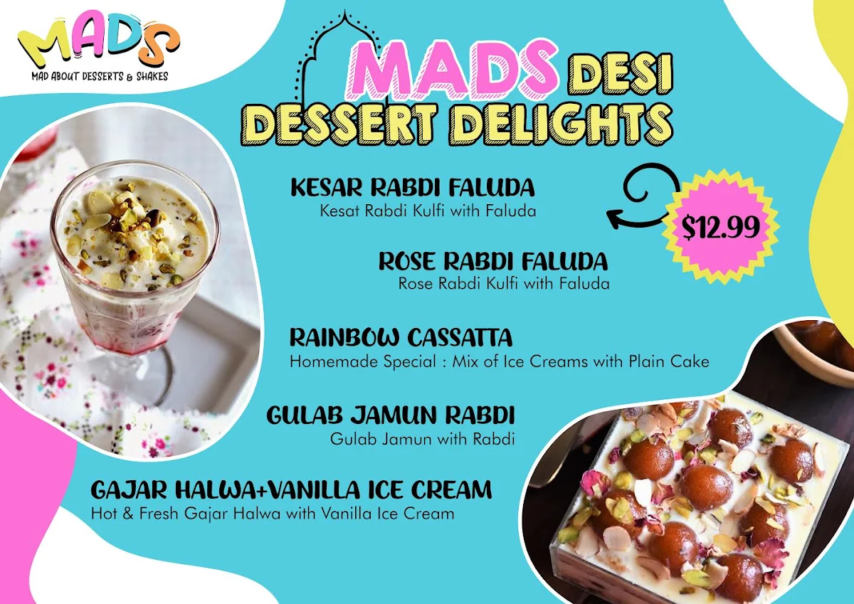 Menu, MADS (Mad about dessert and shakes)