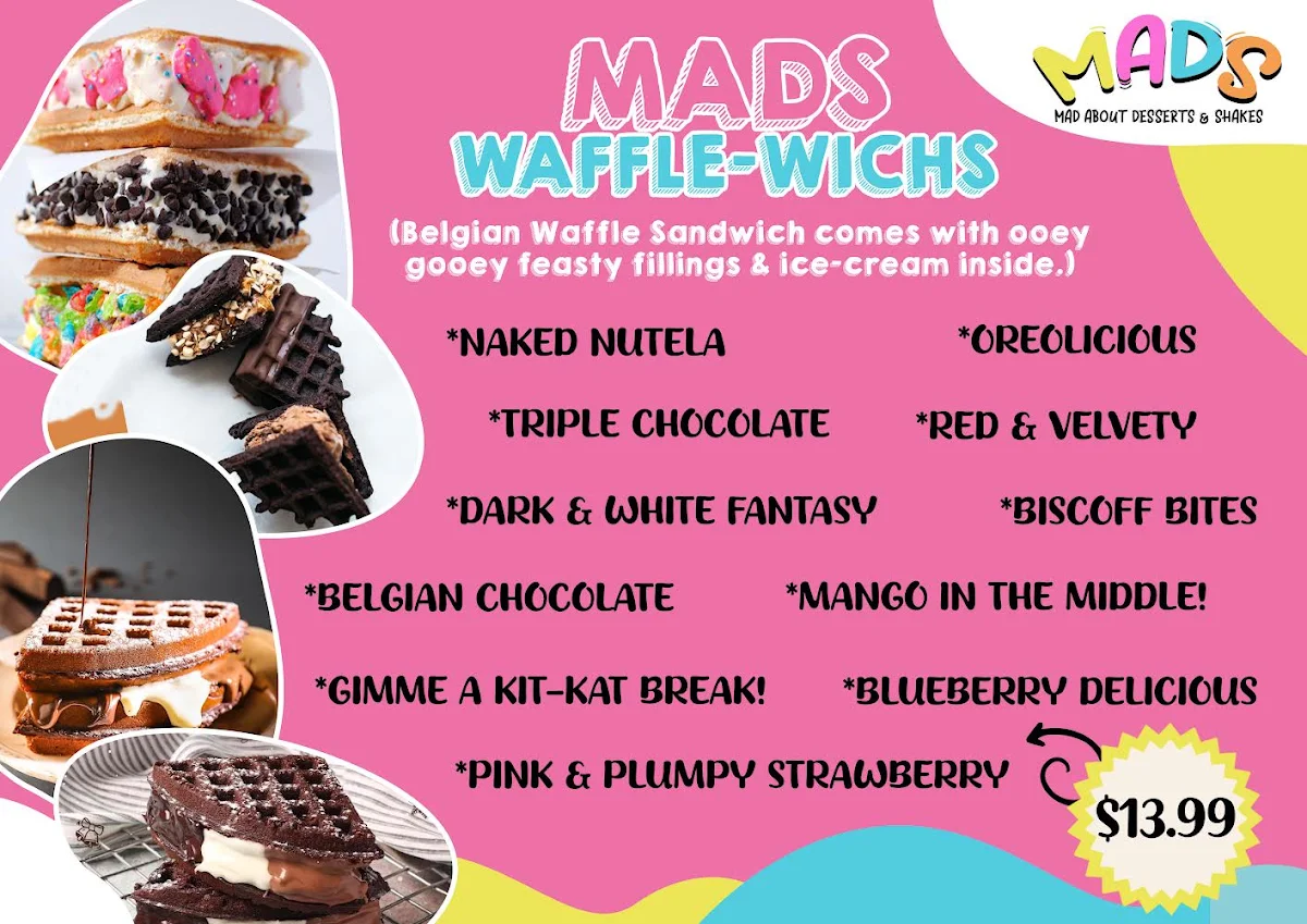 Menu, MADS (Mad about dessert and shakes)
