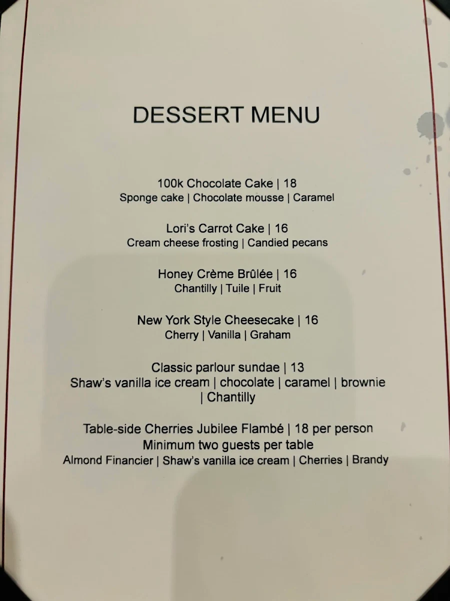 Menu, Papi's