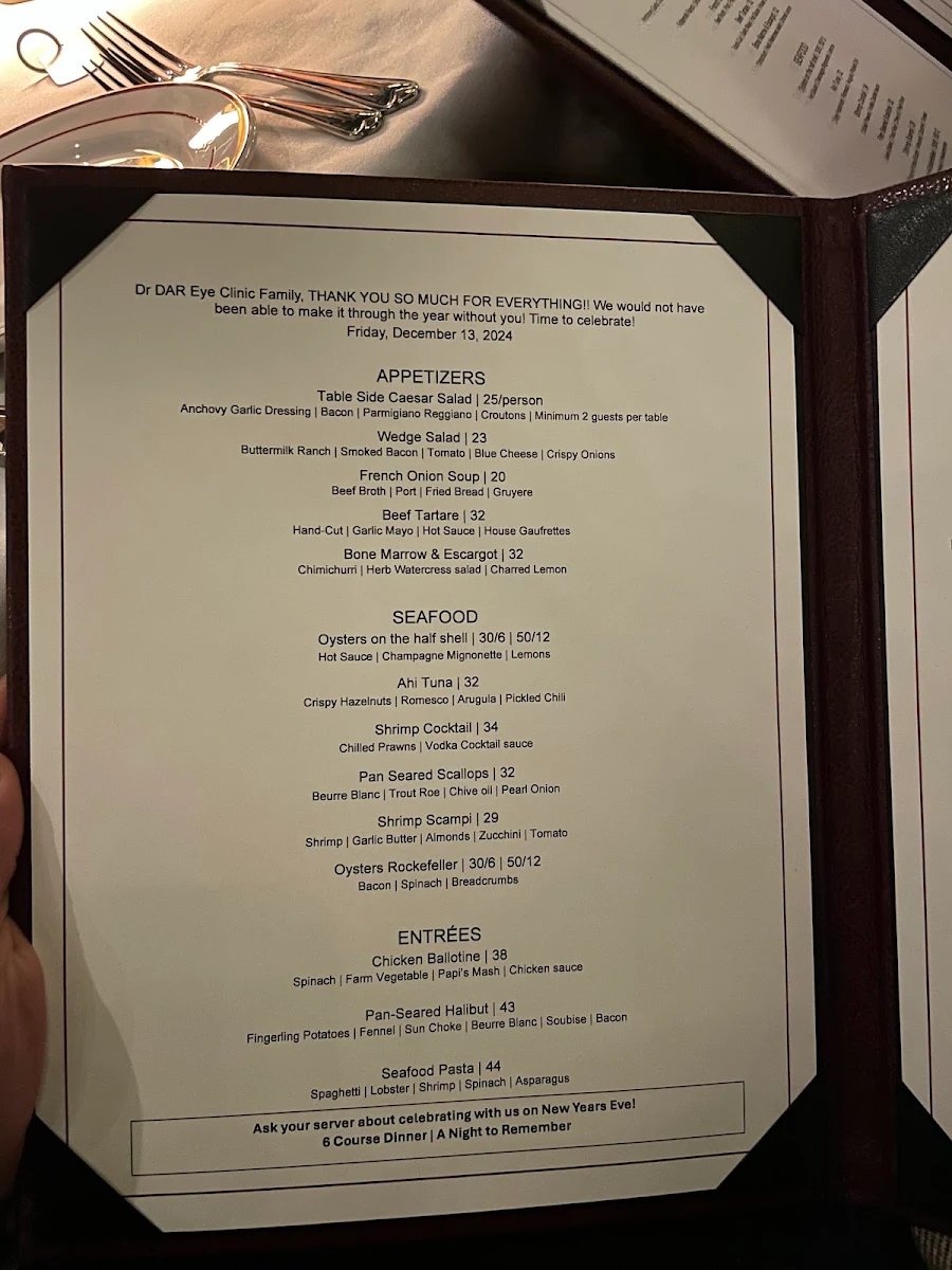 Menu, Papi's
