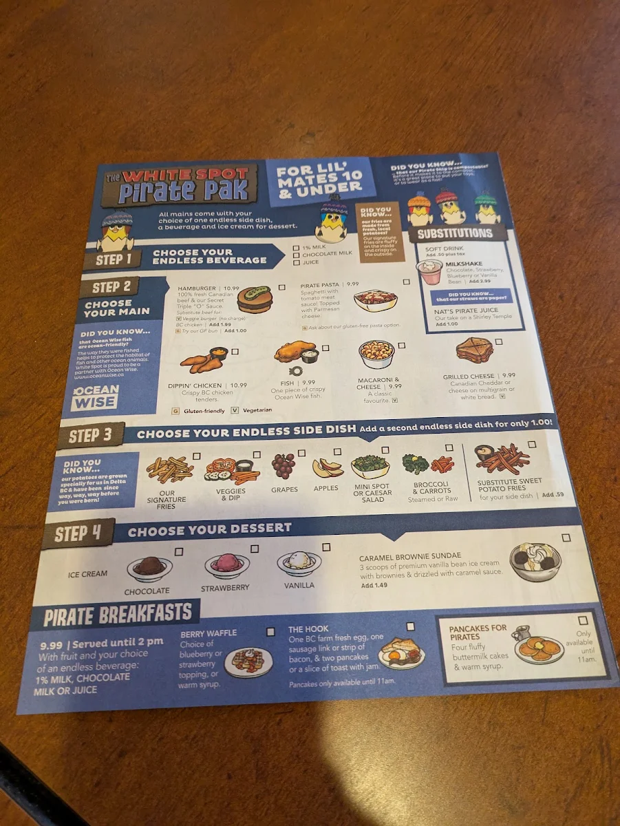Menu, White Spot Aldergrove