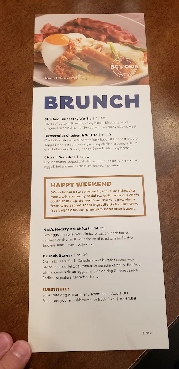 Menu, White Spot Aldergrove
