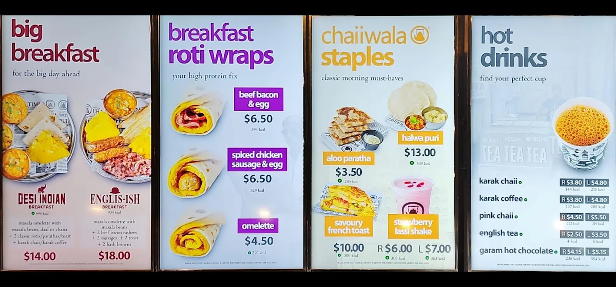 Menu, Chaiiwala Of London - Newton