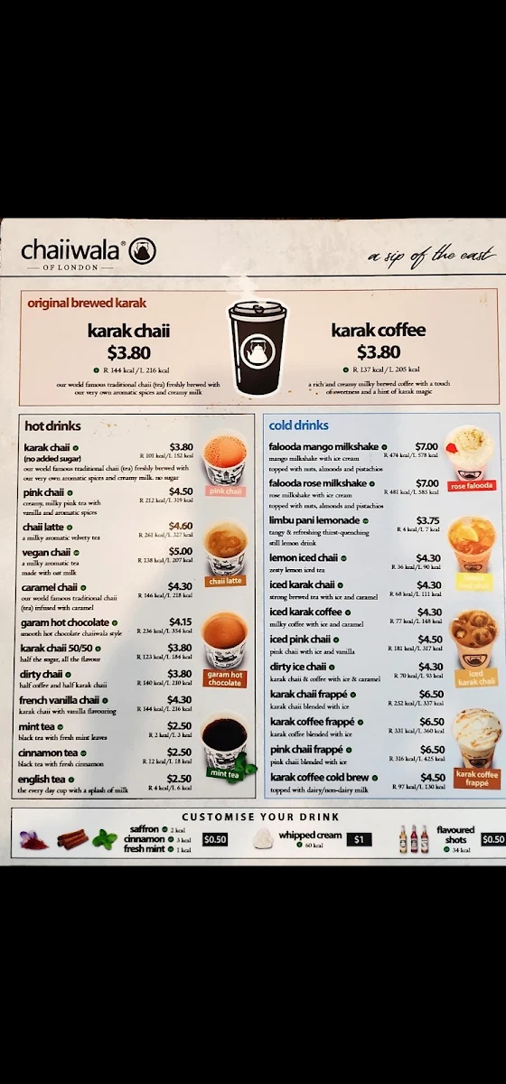 Menu, Chaiiwala Of London - Newton