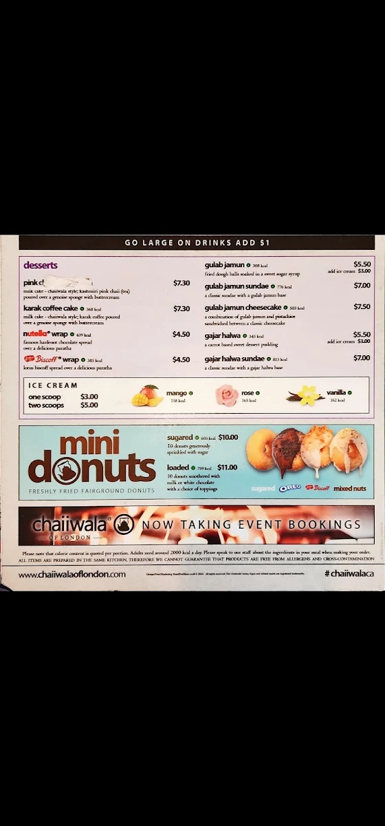 Menu, Chaiiwala Of London - Newton