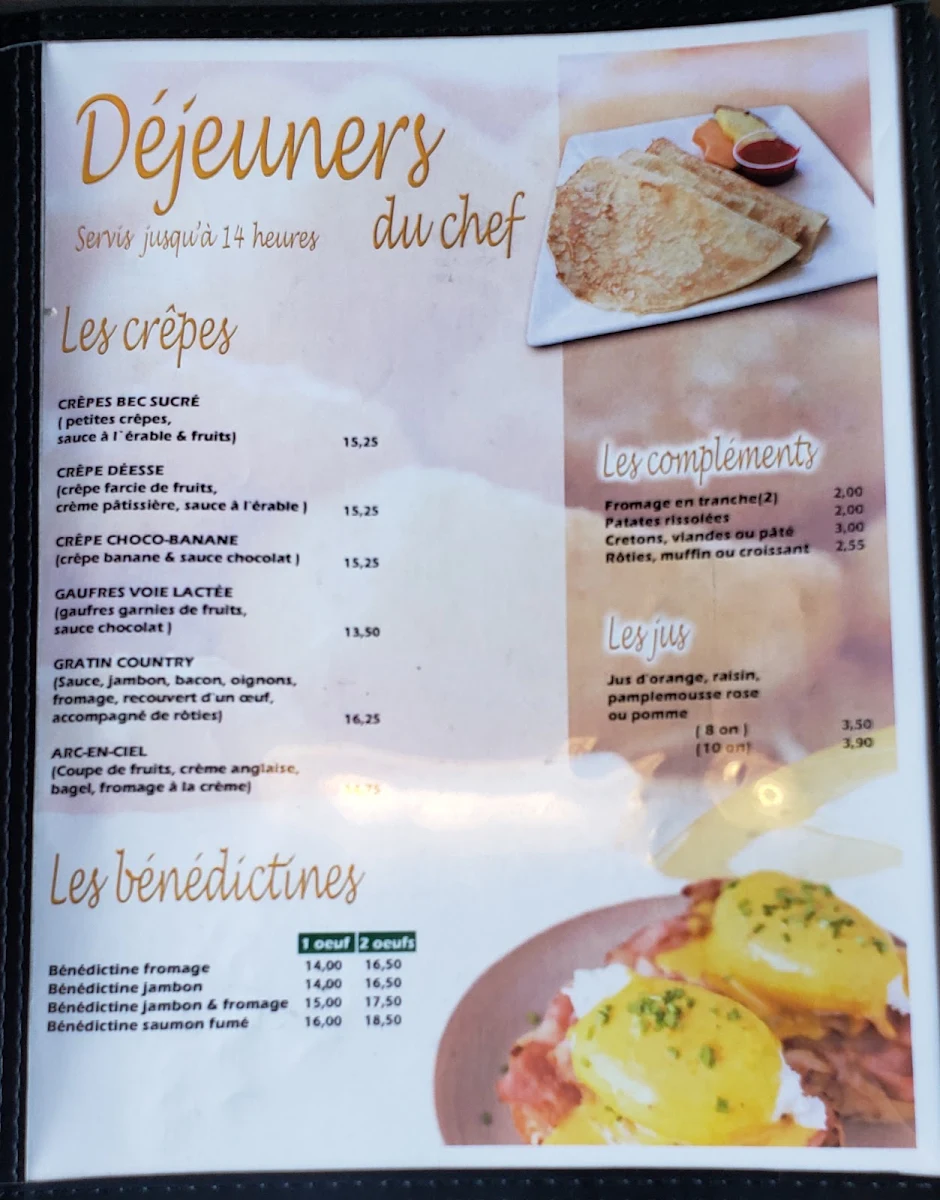 Menu, Restaurant L'Éveil