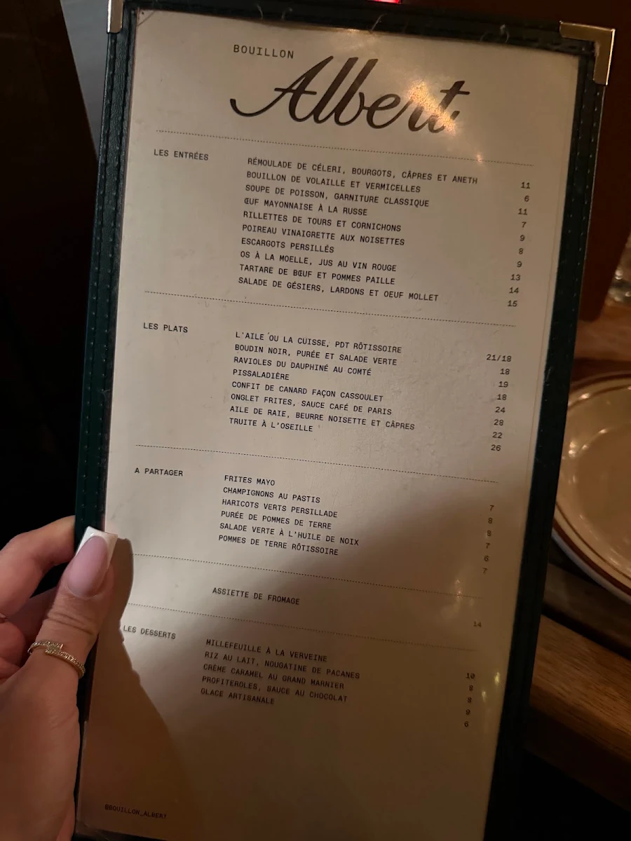 Menu, Bouillon Albert