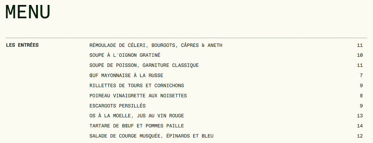 Menu, Bouillon Albert