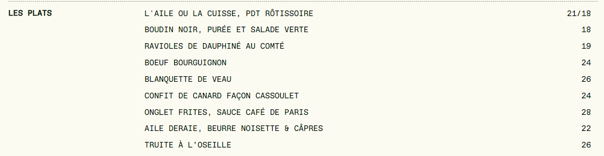 Menu, Bouillon Albert