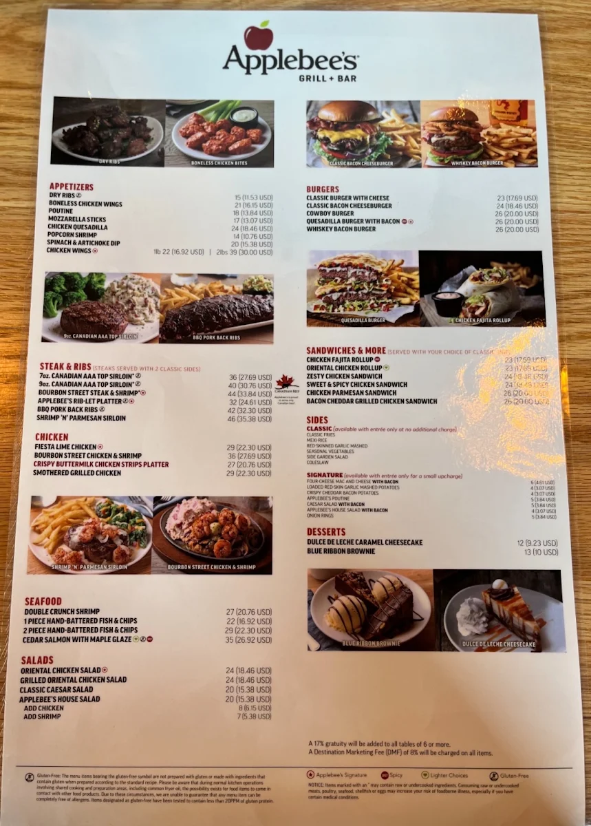 Menu, Applebee's Grill + Bar
