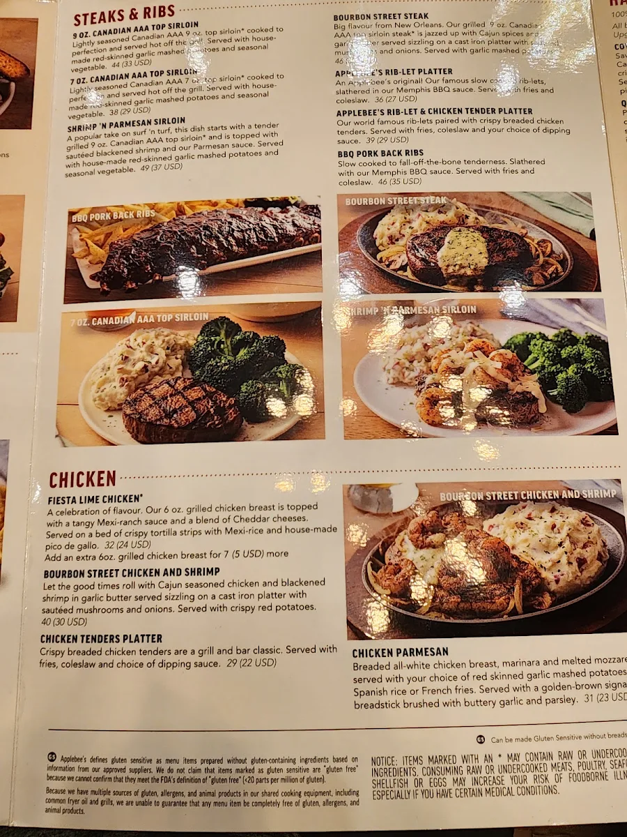 Menu, Applebee's Grill + Bar