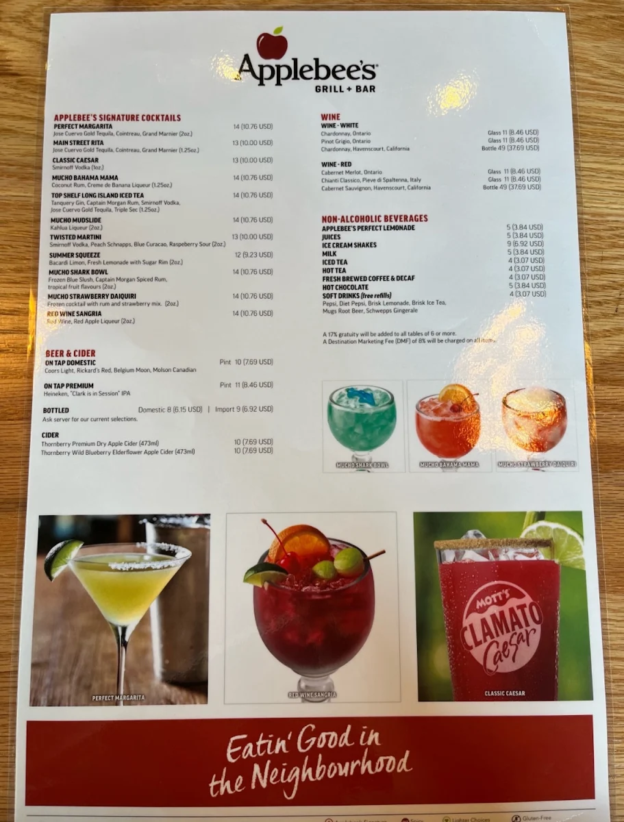 Menu, Applebee's Grill + Bar