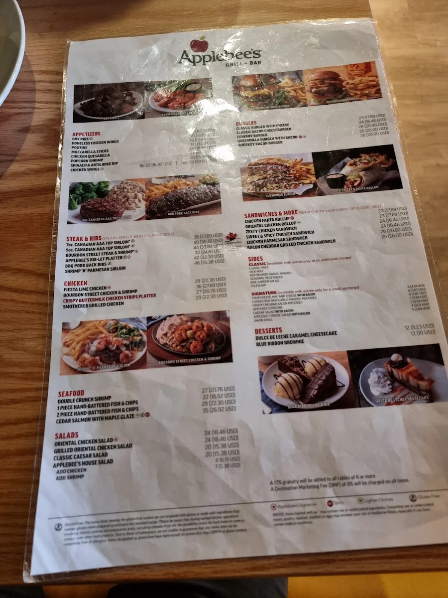 Menu, Applebee's Grill + Bar