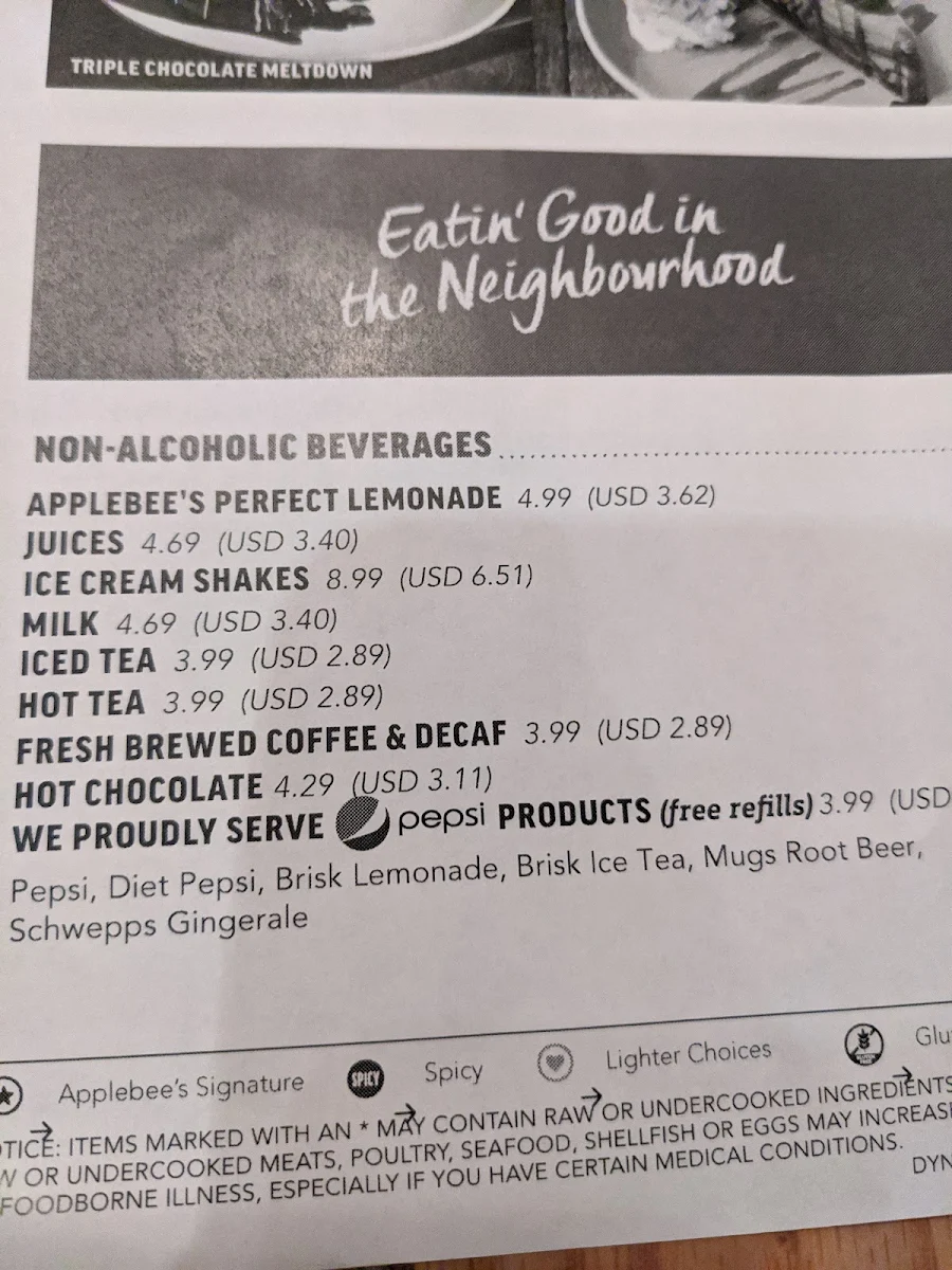 Menu, Applebee's Grill + Bar