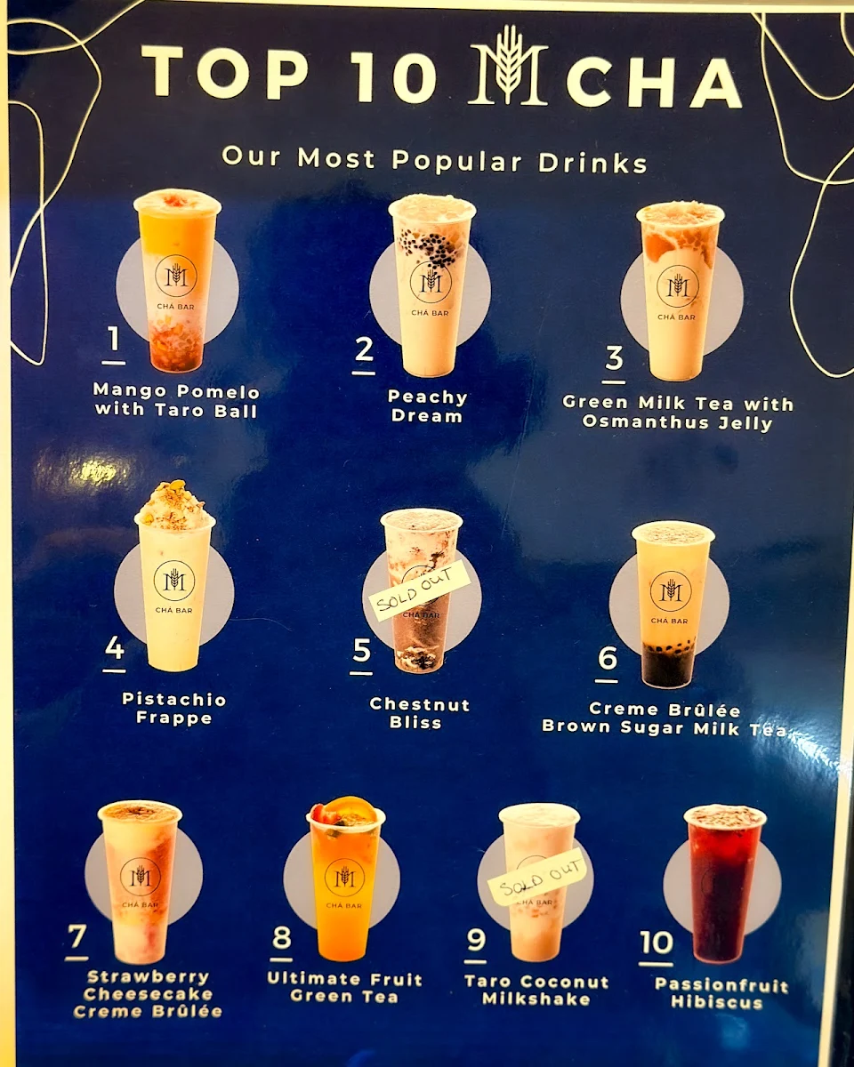 Menu, M Chá Bar (Yonge & Eglinton) In The Alley