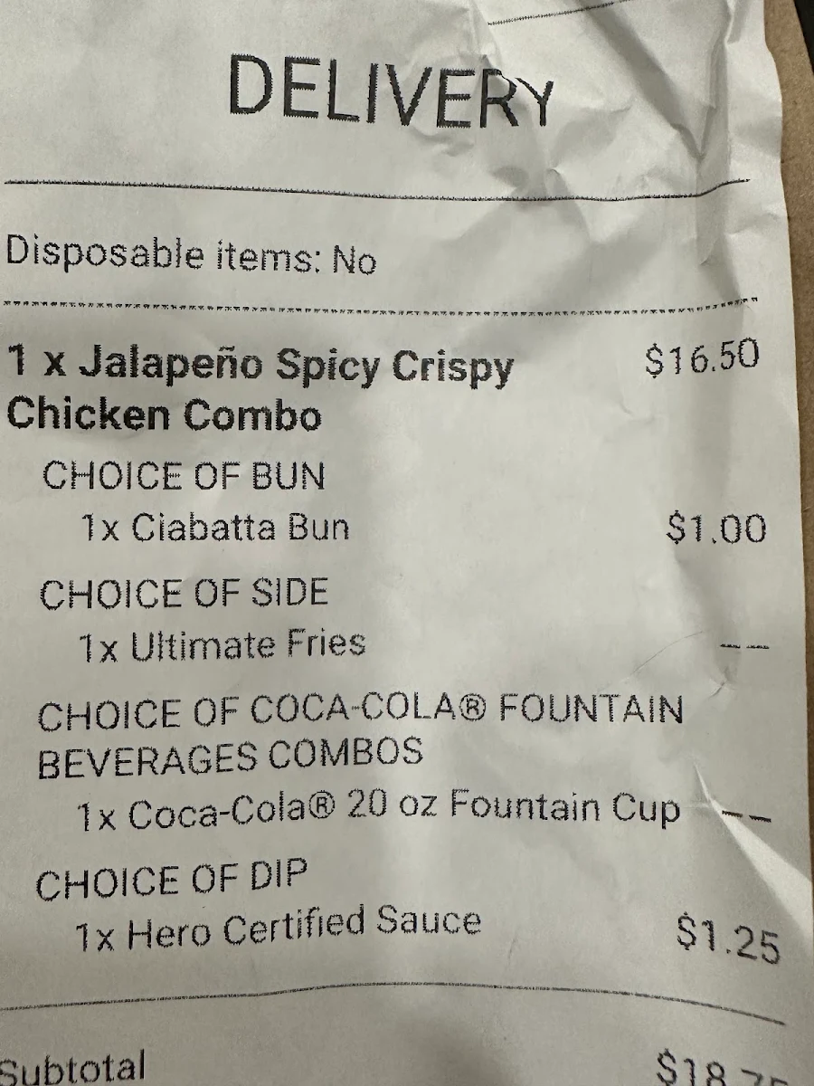 Menu, Hero Certified Burgers
