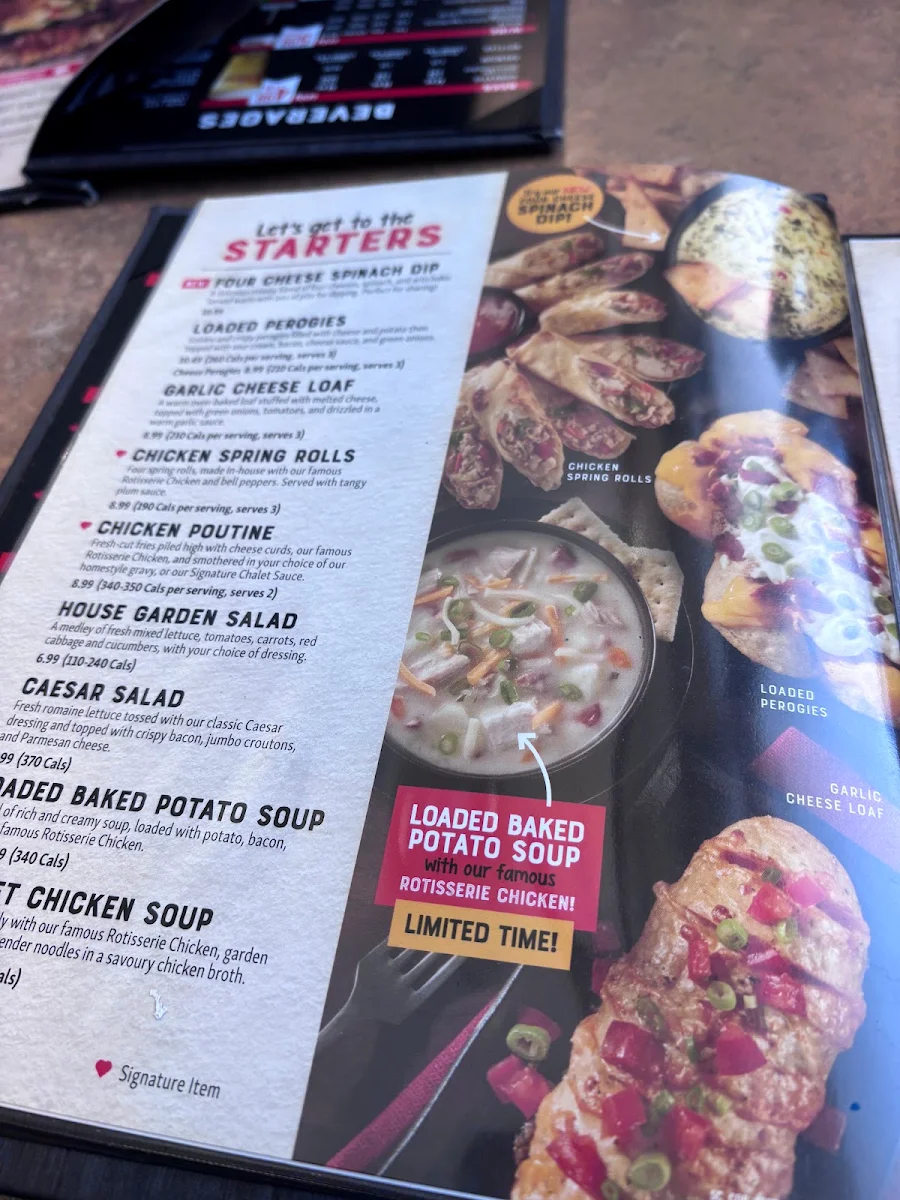Menu, Swiss Chalet
