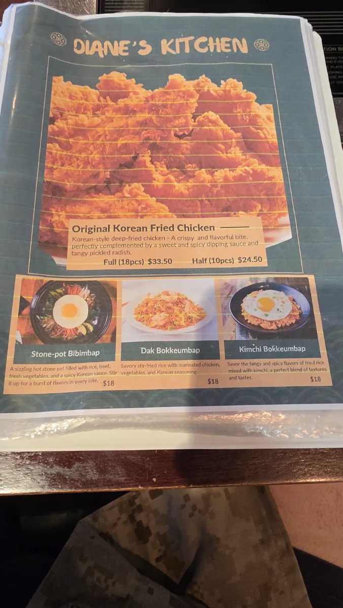 Menu, Diane's Kitchen