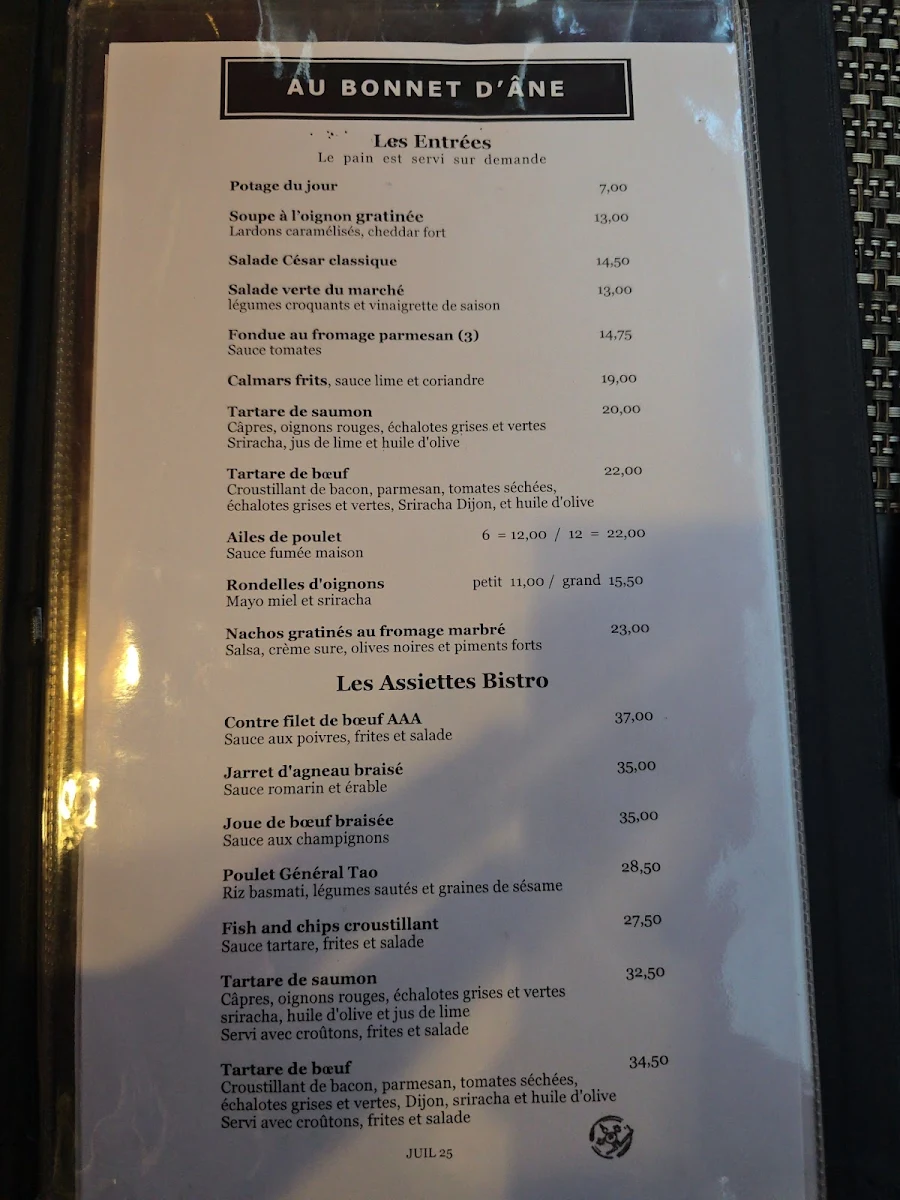 Menu, Le Bonnet d'Âne
