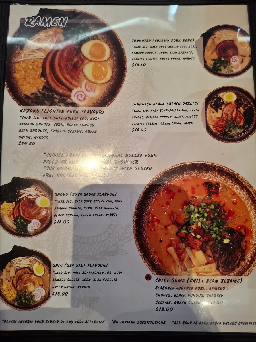 Menu, Kazoku Ramen