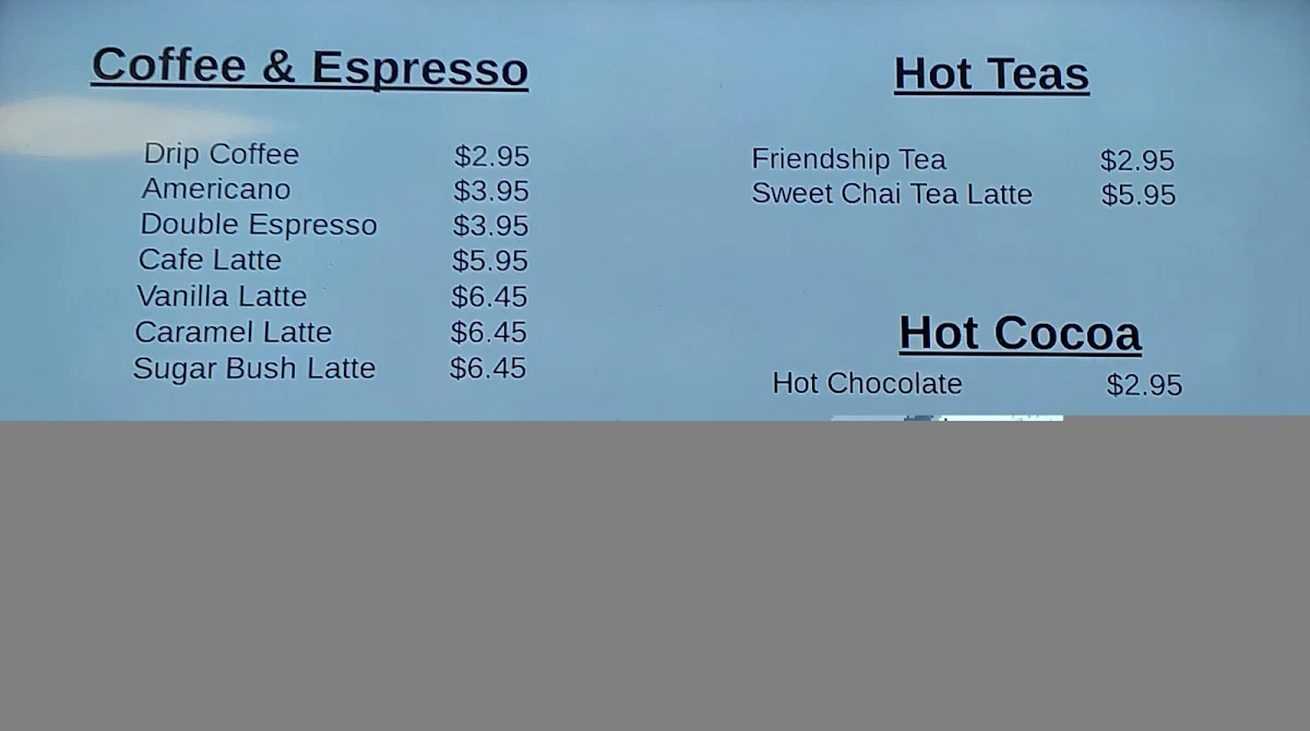 Menu, The Woodfired Cafe