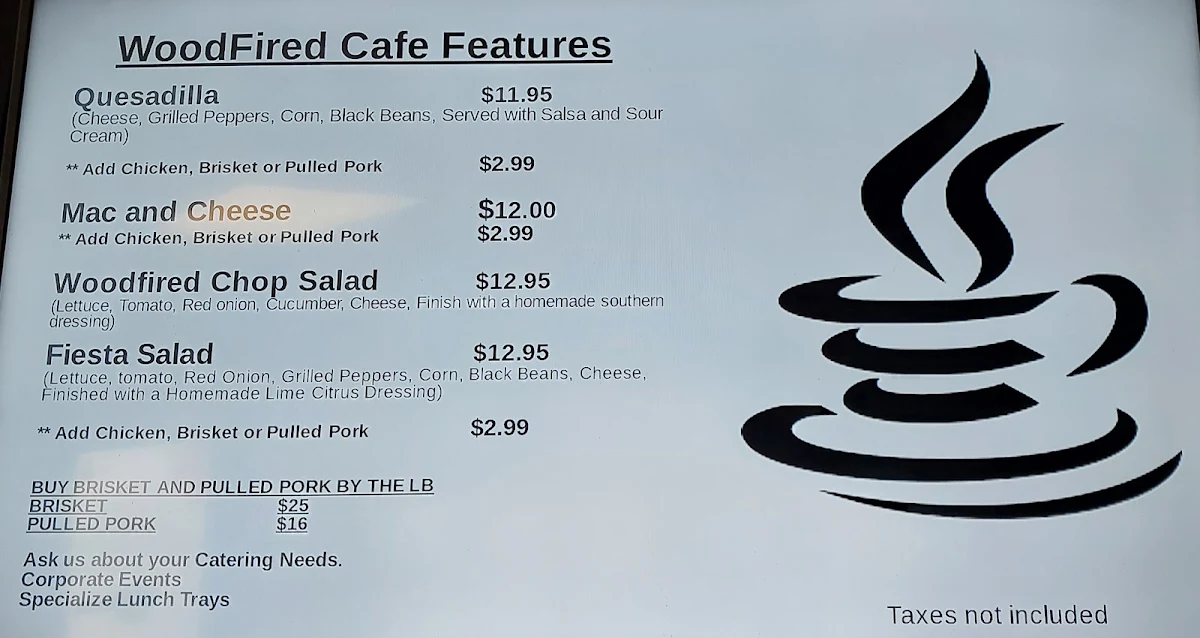 Menu, The Woodfired Cafe