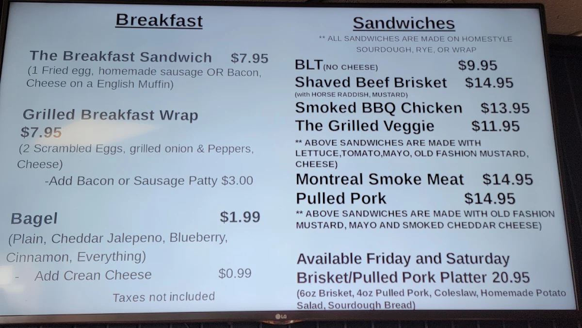 Menu, The Woodfired Cafe